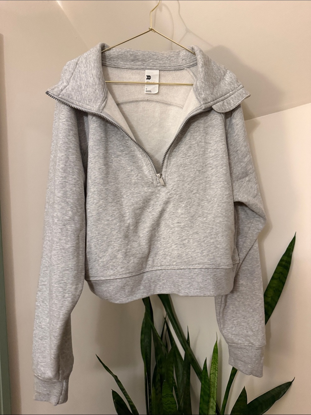 all in motion Light Gray Half-Zip Pullover Sweatshirt crop
